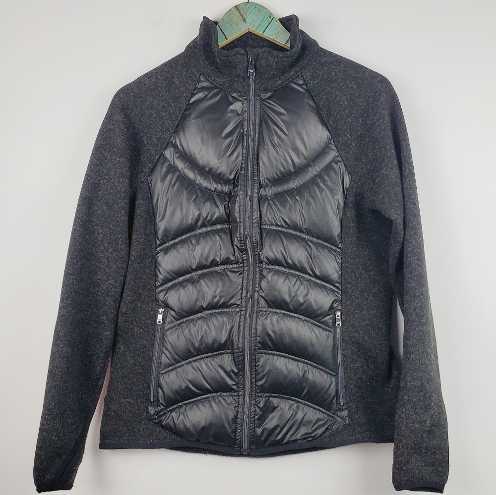 London Fog Puffer Sweater Down Thumbholes Jacket